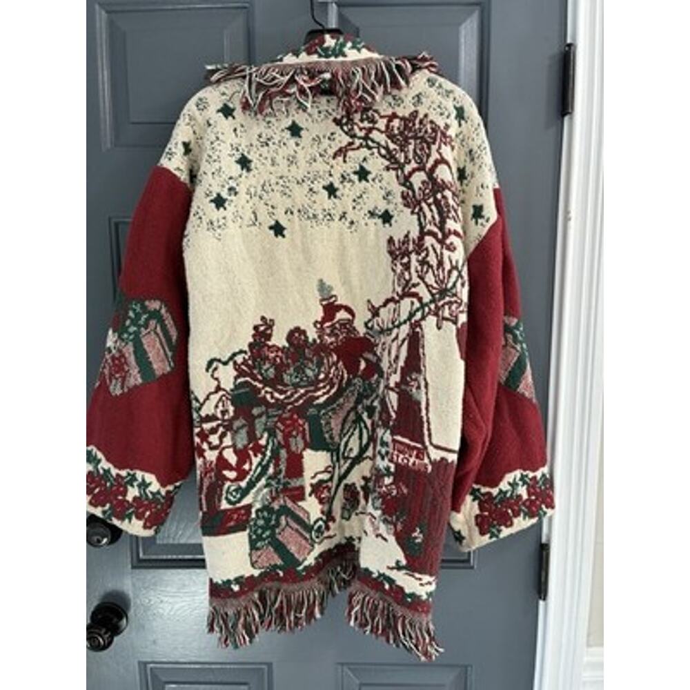 Upcycled Blanket Jacket Boho tapestry Cottagecore Handmade Christmas Sz L/XL - Picture 4 of 8